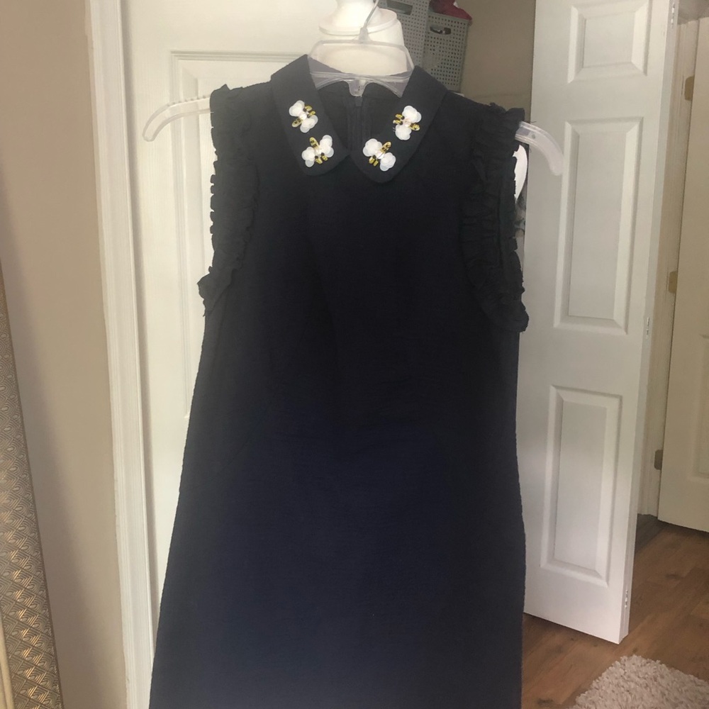 Zara Navy Sheath Mini Dress with beaded collar - Picture 2 of 9